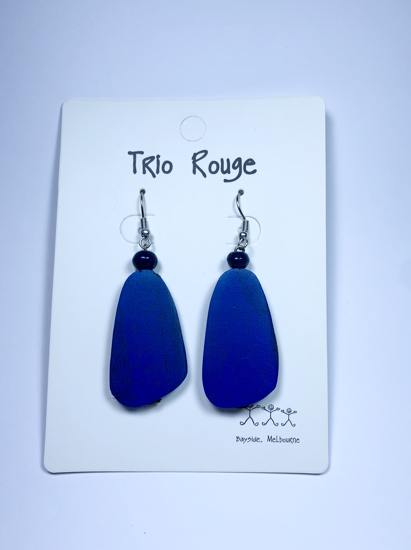 Picture of TRIO ROUGE EARINGS BLUE OBLONG WOOD