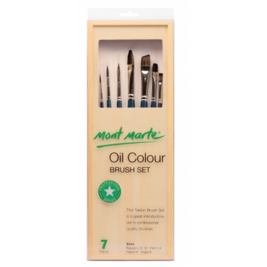 Picture of MM OIL BRUSH SET TAKLON WOOD BOX 7PC