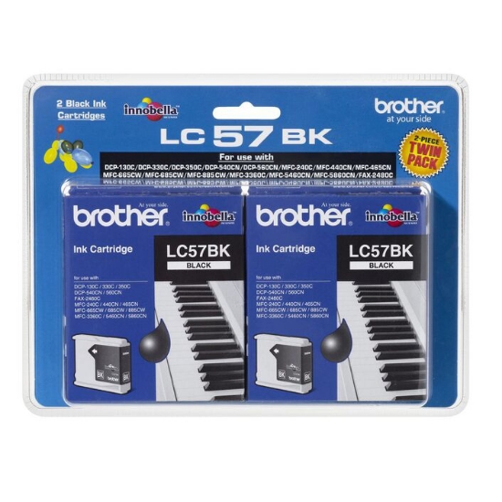 Picture of Brother LC-57BK Black Ink Cartridge Twin