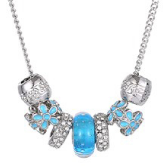 Picture of SAHARA BEAD NECKLACE SILVER AND BLUE