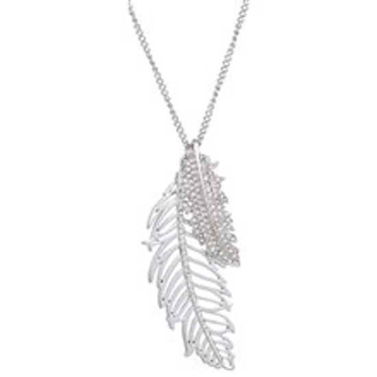 Picture of DOUBLE LEAF DIAMONTE NECKLACE SILVER