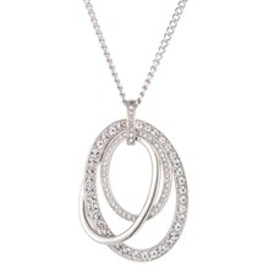 Picture of Intertwined Oval & Crystal Necklace - Silver