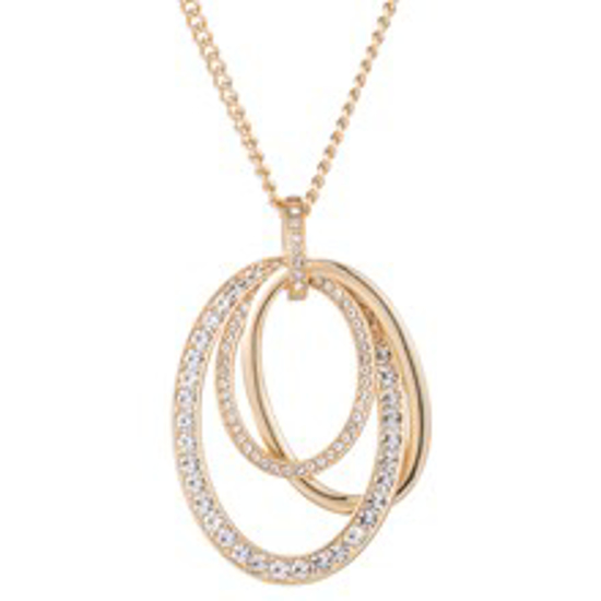 Picture of Intertwined Oval & Crystal Necklace - Gold
