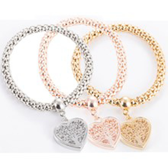 Picture of Set of 3 Stretch Bracelets with Heart Charm