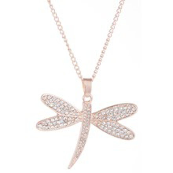 Picture of Dragonfly with Crystals Necklace - Rose Gold