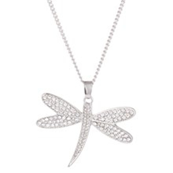 Picture of Dragonfly with Crystals Necklace - Silver