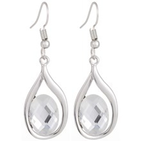 Picture of Drop Earrings Clear Crystal - Silver