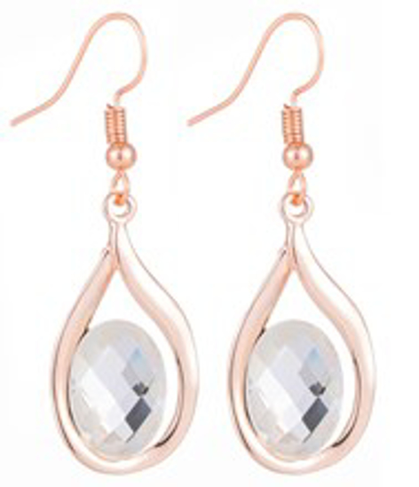 Picture of Drop Earrings Clear Crystal - Rose Gold