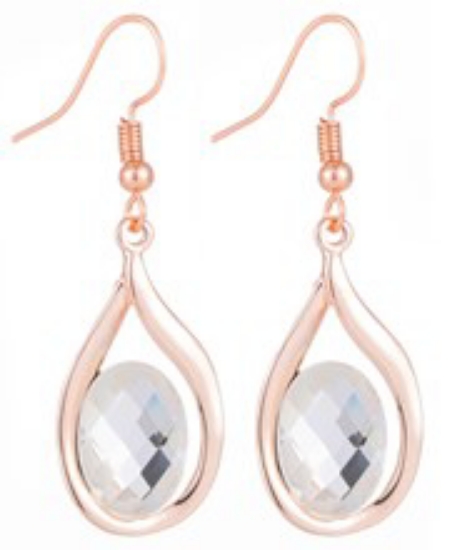 Picture of Drop Earrings Clear Crystal - Rose Gold