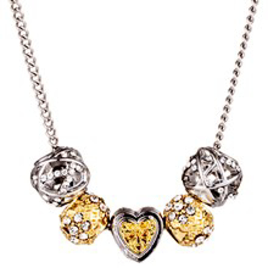 Picture of Bead & Crystal Necklace - Silver & Gold