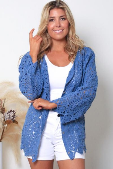 Picture of ISABELLA BLUE LACE LONG CARDIGAN