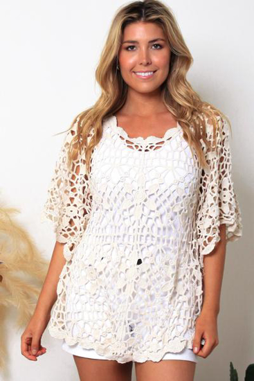 Picture of ISABELLA CREAM LACE LONG TOP