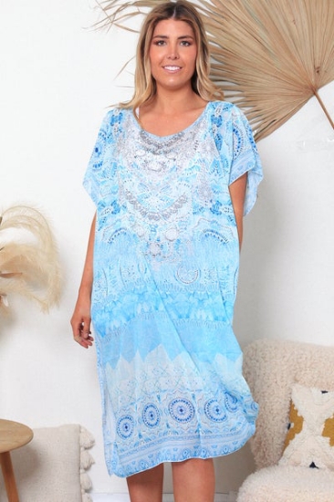 Picture of ISABELLA KAFTAN DRESS BLUE O/S